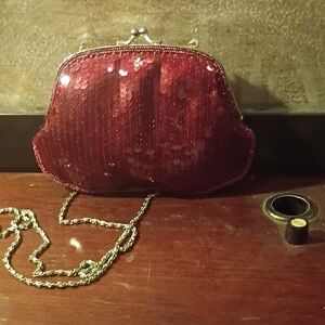 Elegant Red Sequin Clutch